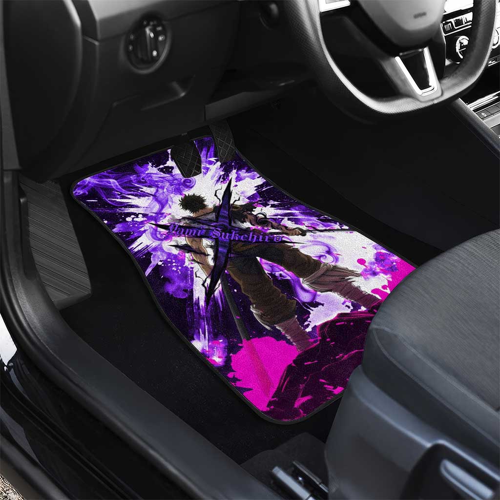 Yami Sukehiro Black Clover Car Mats Dark Magic Anime Style with Purple Smoke and Bull Emblem