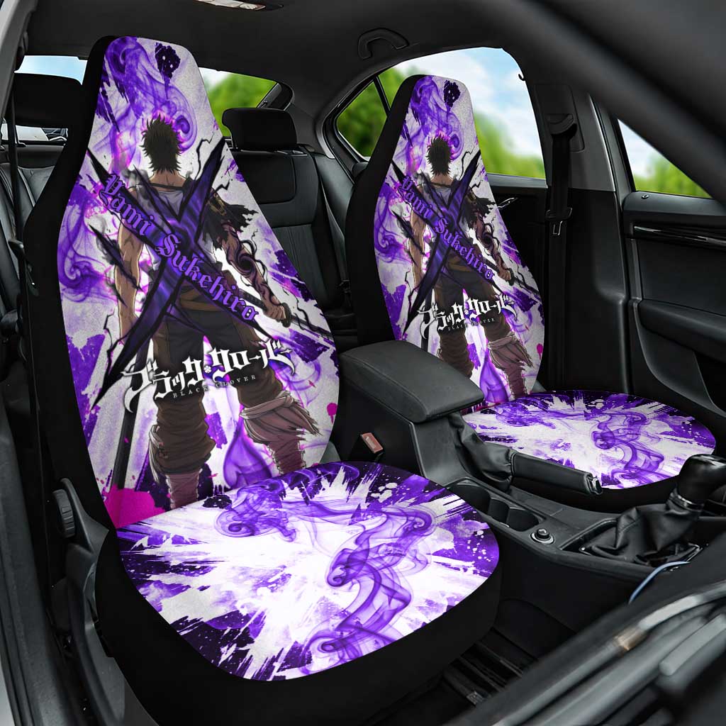 Yami Sukehiro Black Clover Car Seat Cover Dark Magic Anime Style with Purple Smoke and Bull Emblem