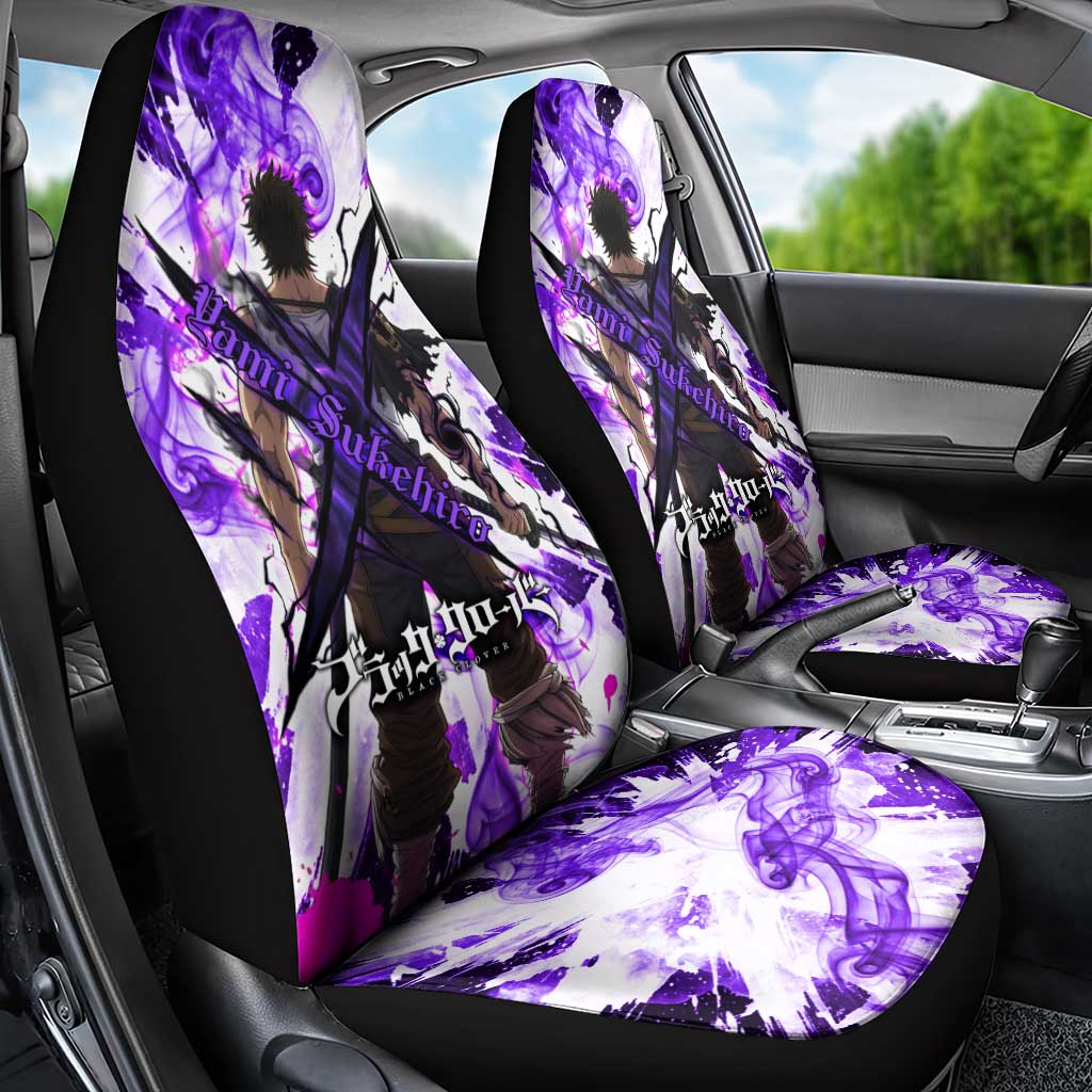 Yami Sukehiro Black Clover Car Seat Cover Dark Magic Anime Style with Purple Smoke and Bull Emblem