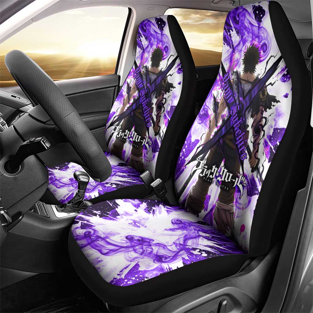 Yami Sukehiro Black Clover Car Seat Cover Dark Magic Anime Style with Purple Smoke and Bull Emblem