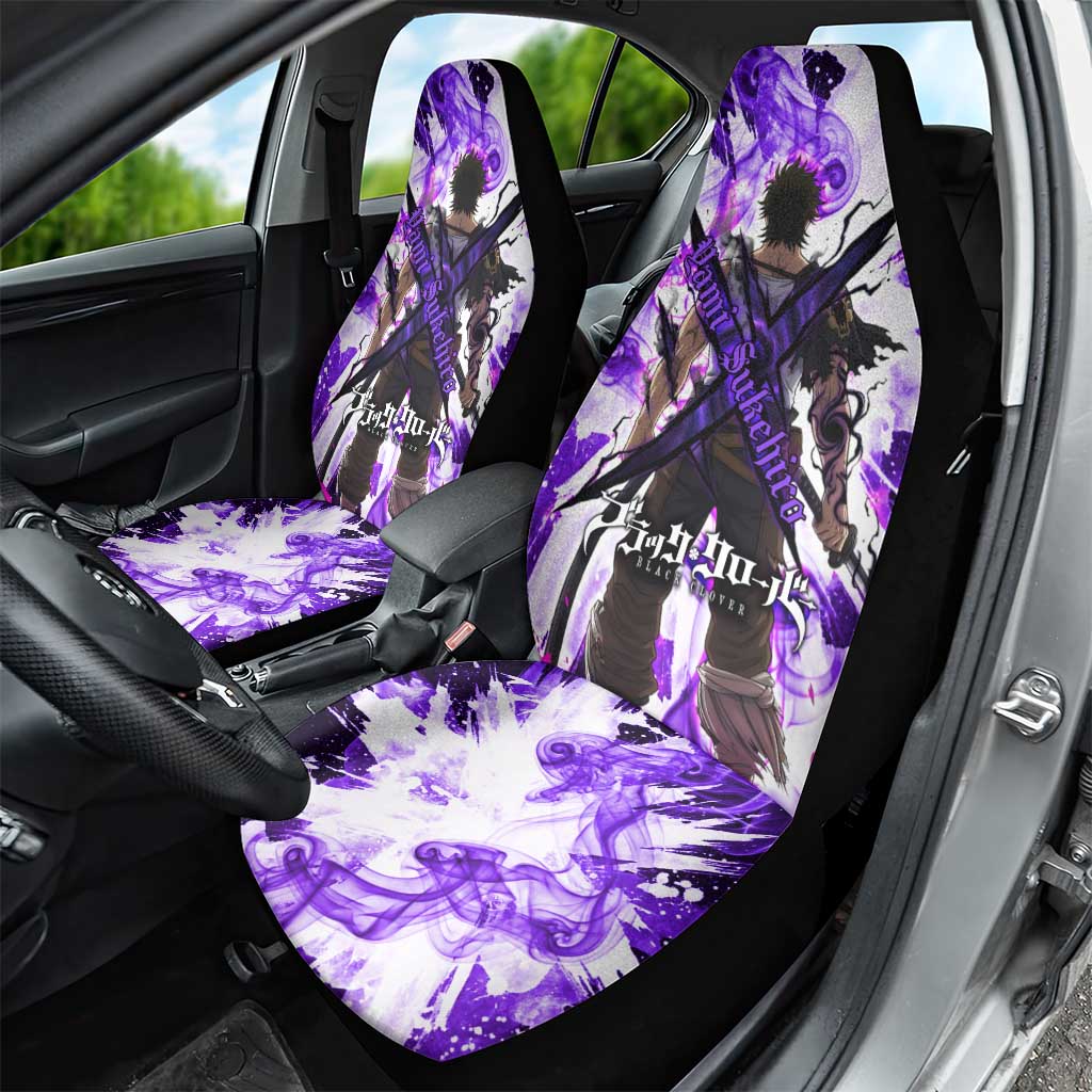 Yami Sukehiro Black Clover Car Seat Cover Dark Magic Anime Style with Purple Smoke and Bull Emblem