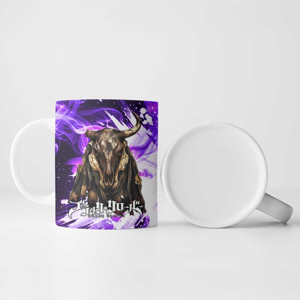 Yami Sukehiro Black Clover Ceramic Mug Dark Magic Anime Style with Purple Smoke and Bull Emblem