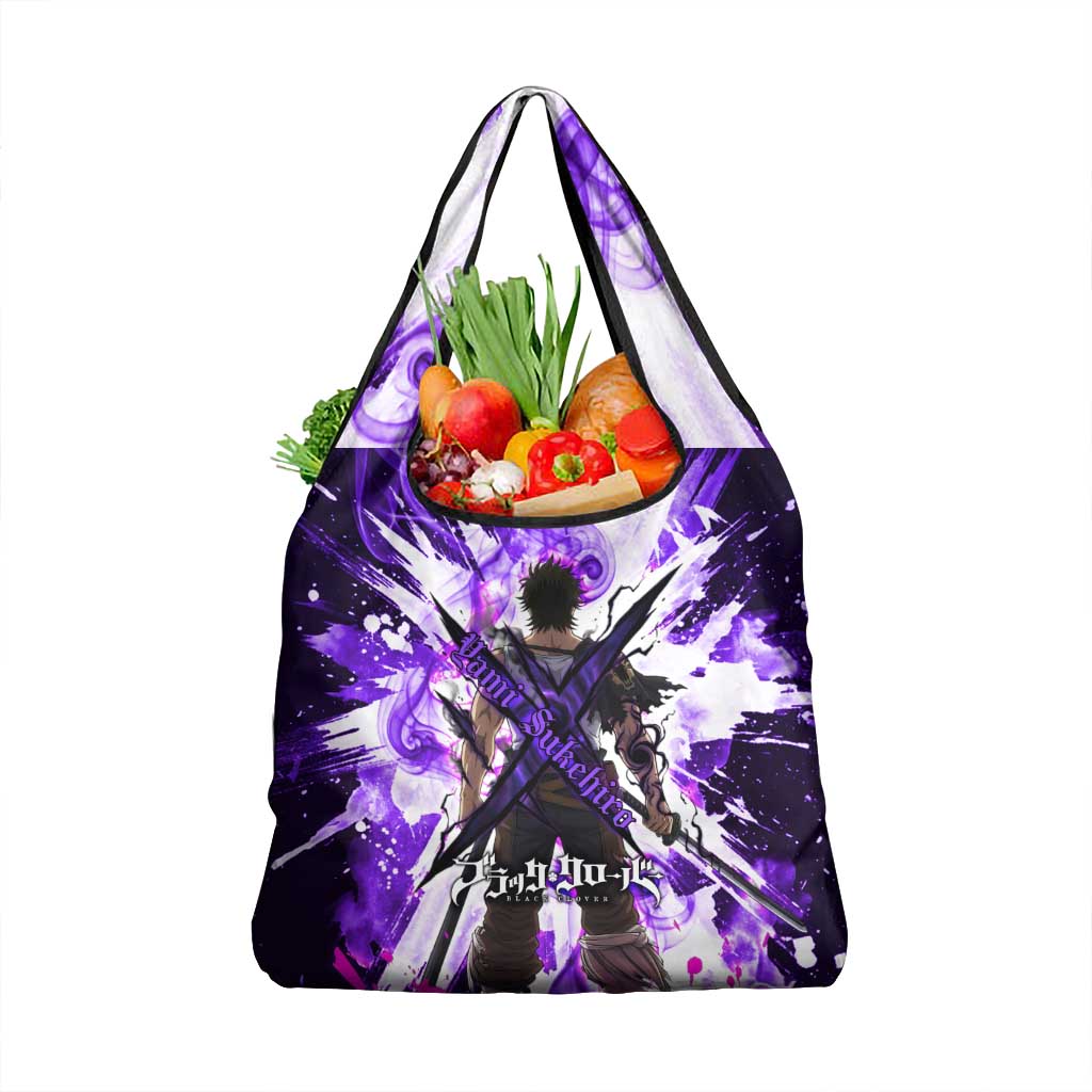 Yami Sukehiro Black Clover Grocery Bag Dark Magic Anime Style with Purple Smoke and Bull Emblem