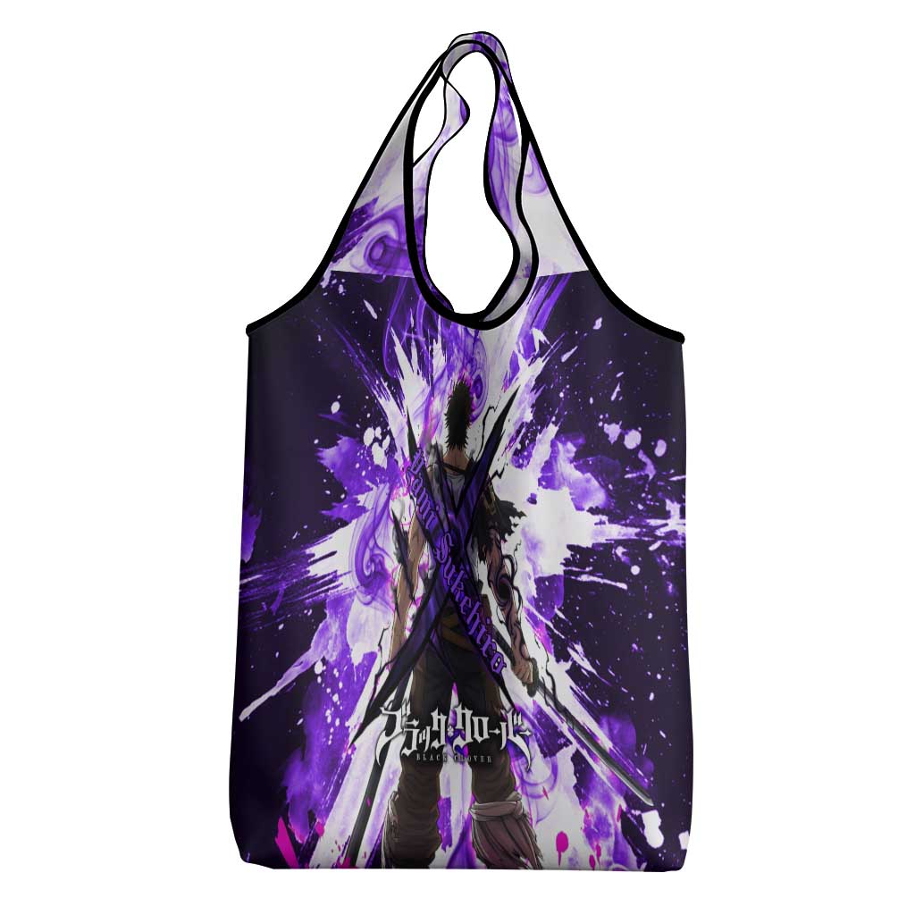 Yami Sukehiro Black Clover Grocery Bag Dark Magic Anime Style with Purple Smoke and Bull Emblem
