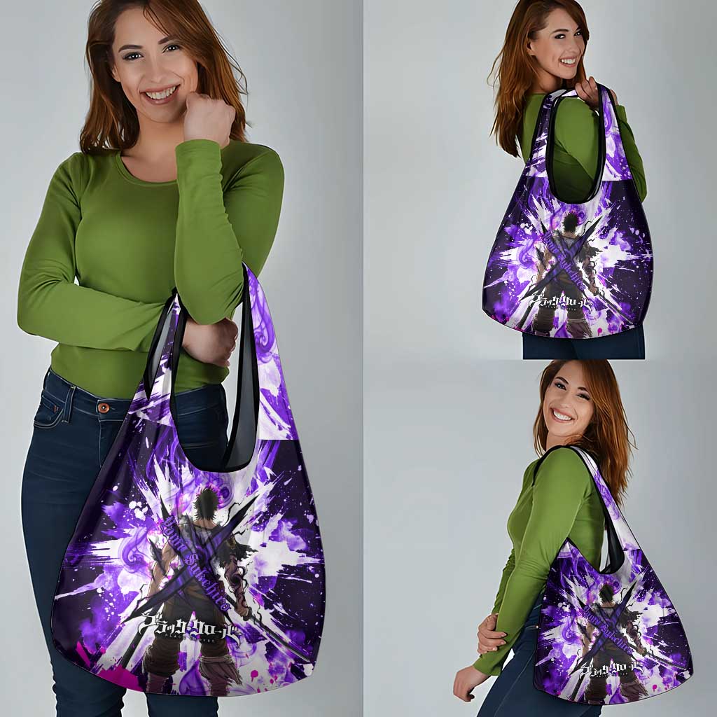 Yami Sukehiro Black Clover Grocery Bag Dark Magic Anime Style with Purple Smoke and Bull Emblem