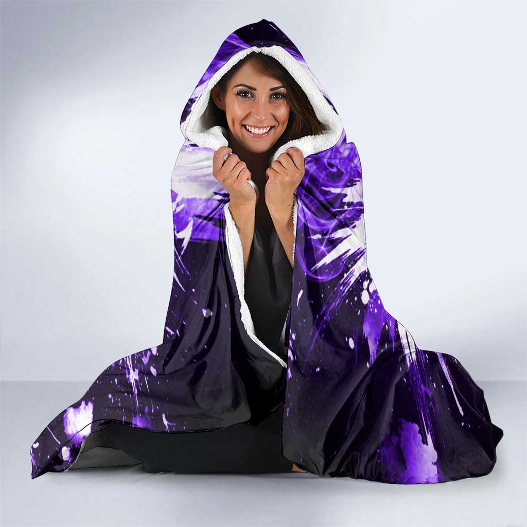 Yami Sukehiro Black Clover Hooded Blanket Dark Magic Anime Style with Purple Smoke and Bull Emblem