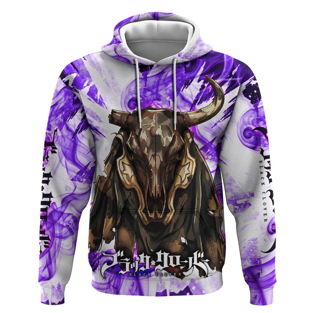 Yami Sukehiro Black Clover Hoodie Dark Magic Anime Style with Purple Smoke and Bull Emblem