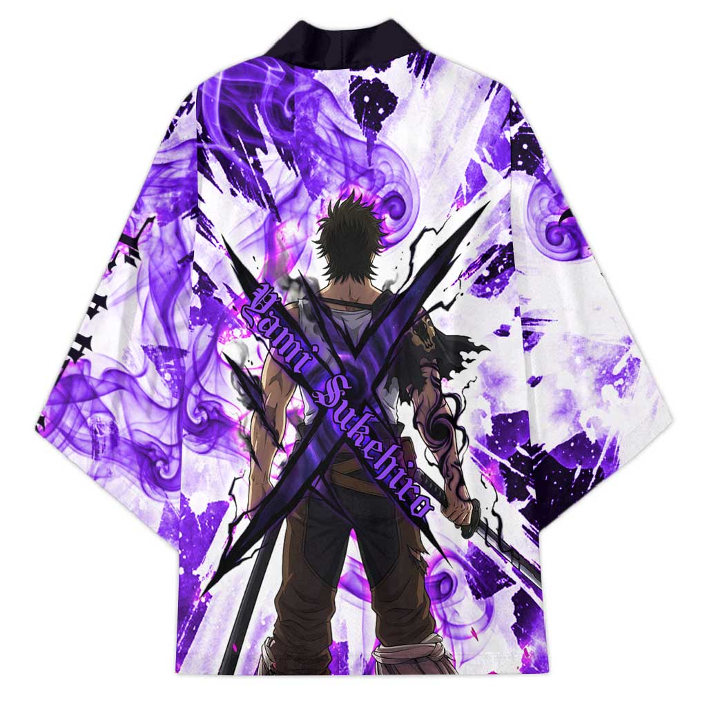 Yami Sukehiro Black Clover Kimono Dark Magic Anime Style with Purple Smoke and Bull Emblem