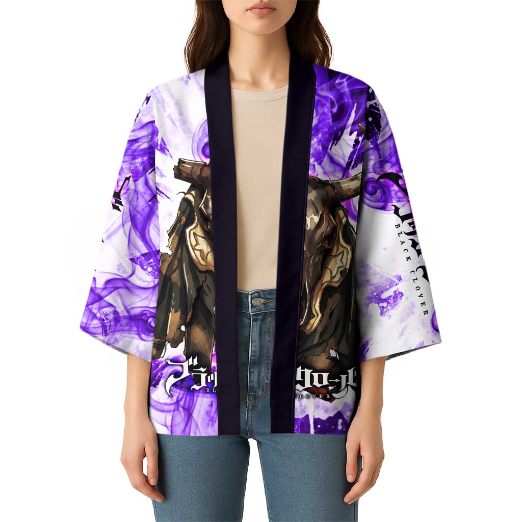 Yami Sukehiro Black Clover Kimono Dark Magic Anime Style with Purple Smoke and Bull Emblem