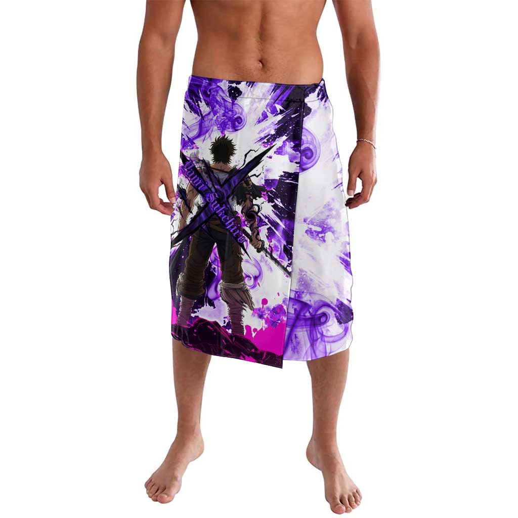 Yami Sukehiro Black Clover Lavalava Dark Magic Anime Style with Purple Smoke and Bull Emblem