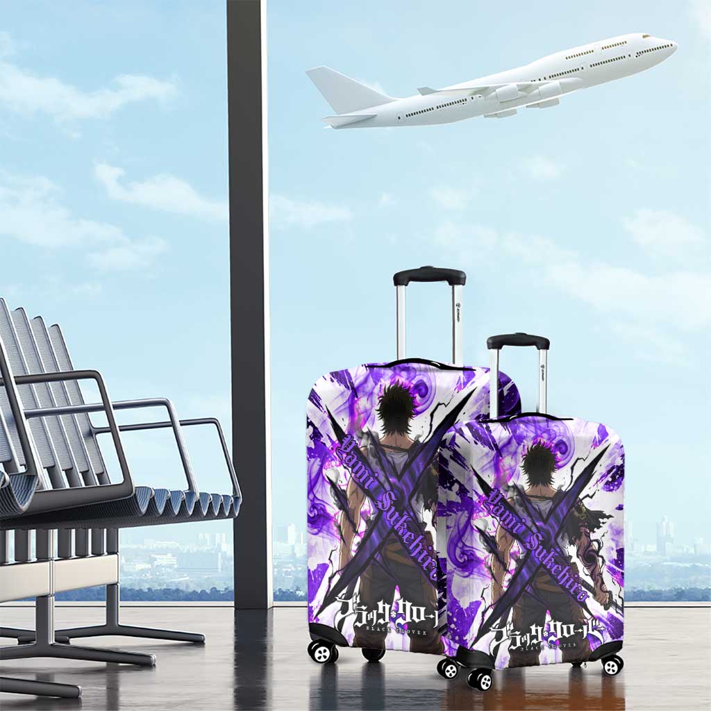 Yami Sukehiro Black Clover Luggage Cover Dark Magic Anime Style with Purple Smoke and Bull Emblem