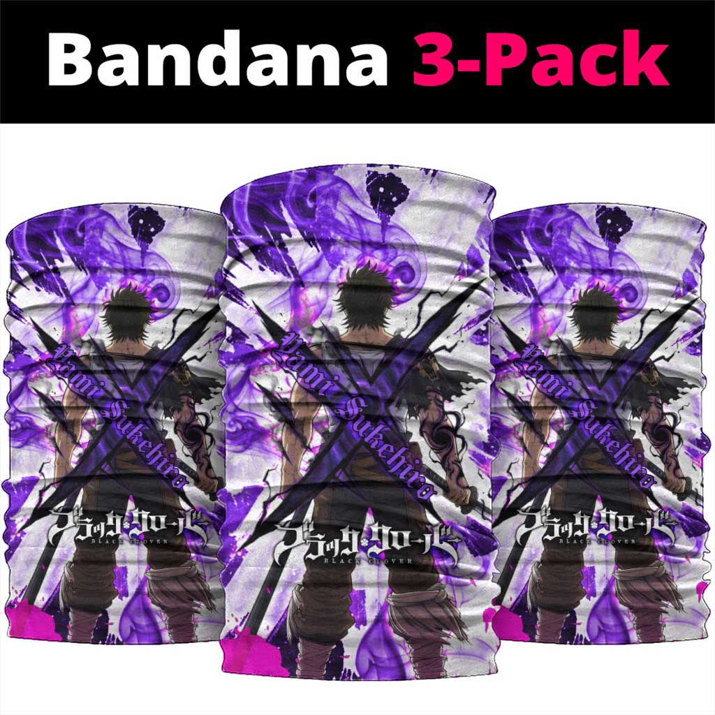 Yami Sukehiro Black Clover Neck Gaiter Dark Magic Anime Style with Purple Smoke and Bull Emblem