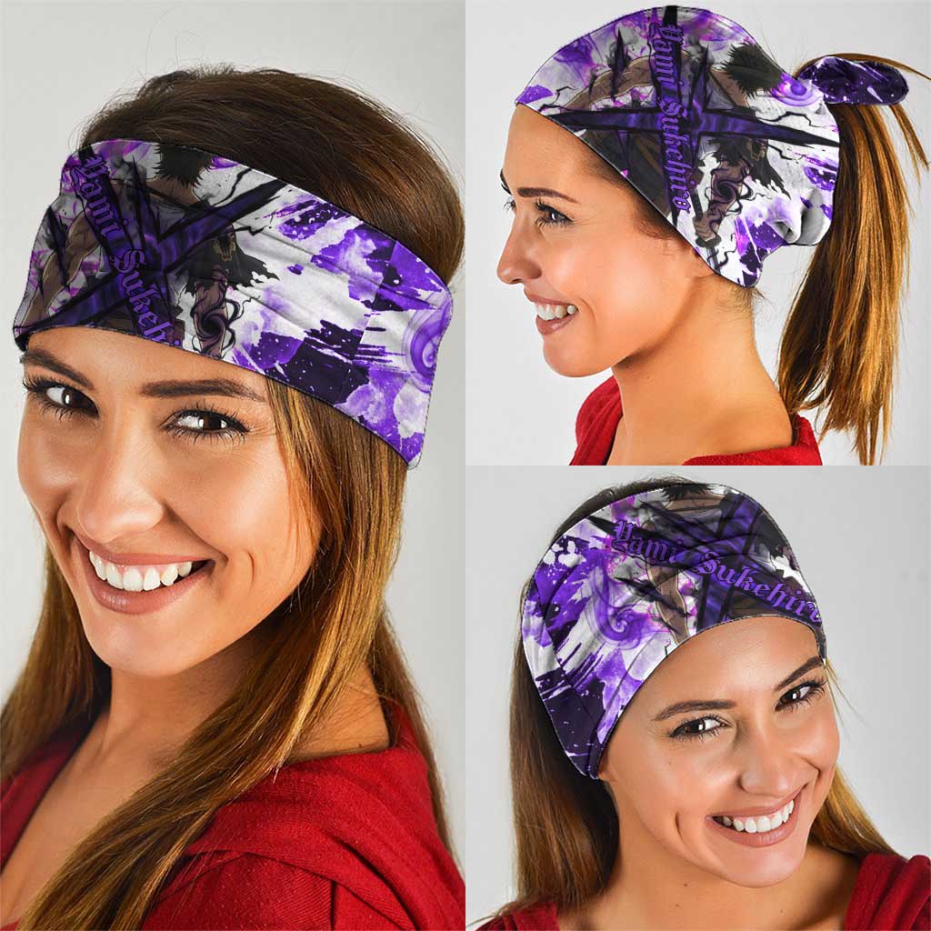 Yami Sukehiro Black Clover Neck Gaiter Dark Magic Anime Style with Purple Smoke and Bull Emblem