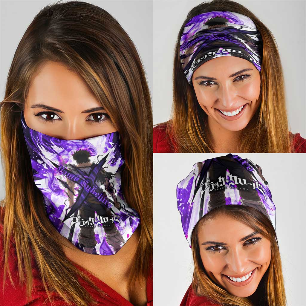 Yami Sukehiro Black Clover Neck Gaiter Dark Magic Anime Style with Purple Smoke and Bull Emblem