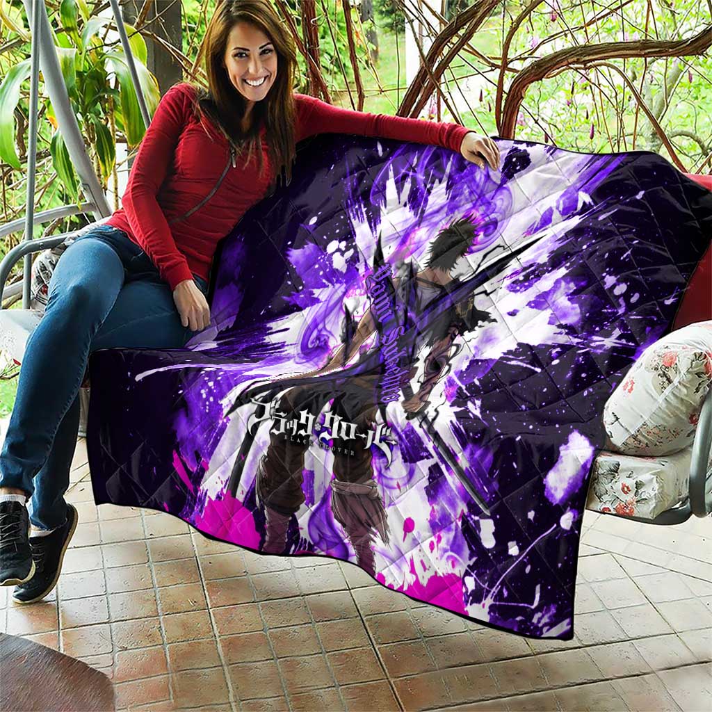 Yami Sukehiro Black Clover Quilt Dark Magic Anime Style with Purple Smoke and Bull Emblem