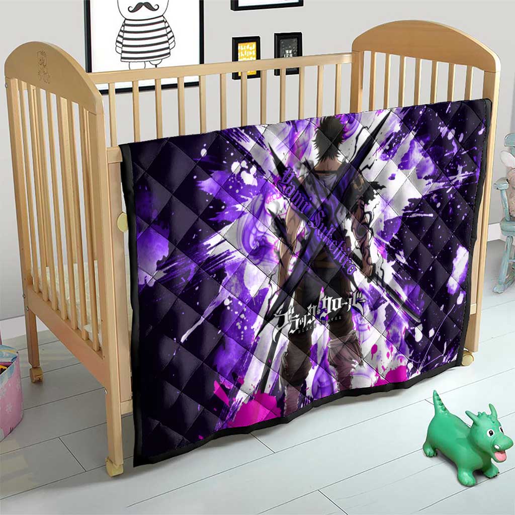 Yami Sukehiro Black Clover Quilt Dark Magic Anime Style with Purple Smoke and Bull Emblem