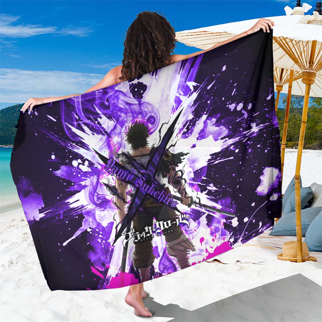 Yami Sukehiro Black Clover Sarong Dark Magic Anime Style with Purple Smoke and Bull Emblem