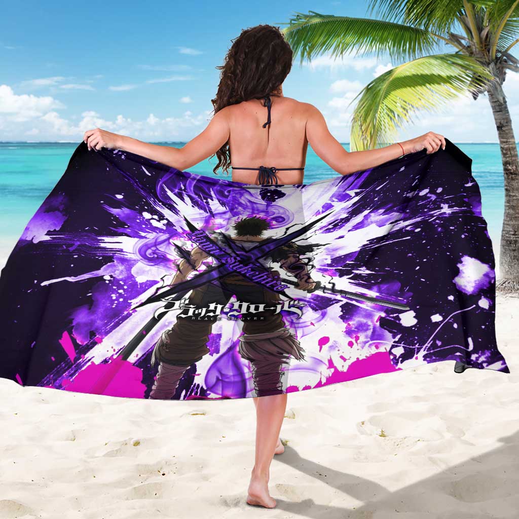 Yami Sukehiro Black Clover Sarong Dark Magic Anime Style with Purple Smoke and Bull Emblem