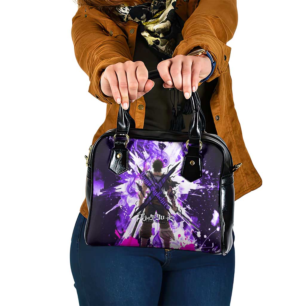 Yami Sukehiro Black Clover Shoulder Handbag Dark Magic Anime Style with Purple Smoke and Bull Emblem