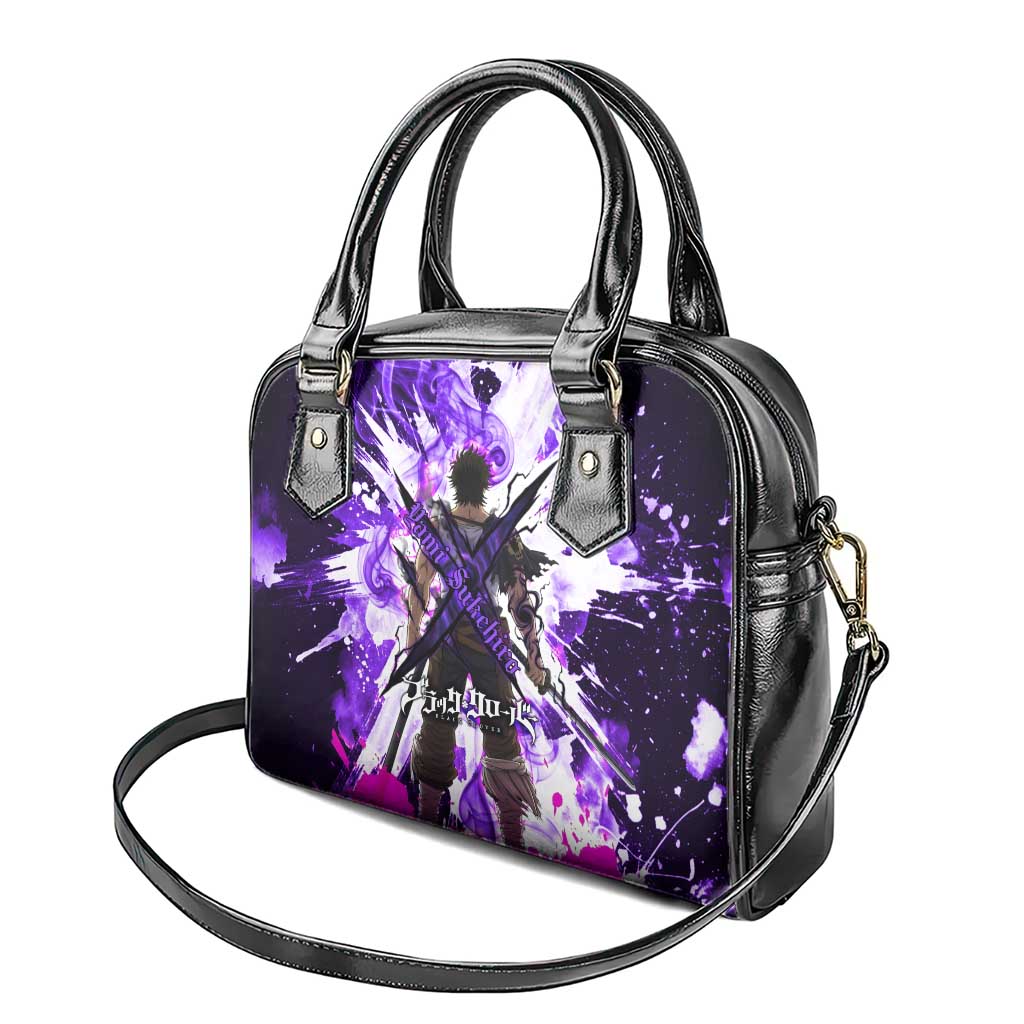 Yami Sukehiro Black Clover Shoulder Handbag Dark Magic Anime Style with Purple Smoke and Bull Emblem