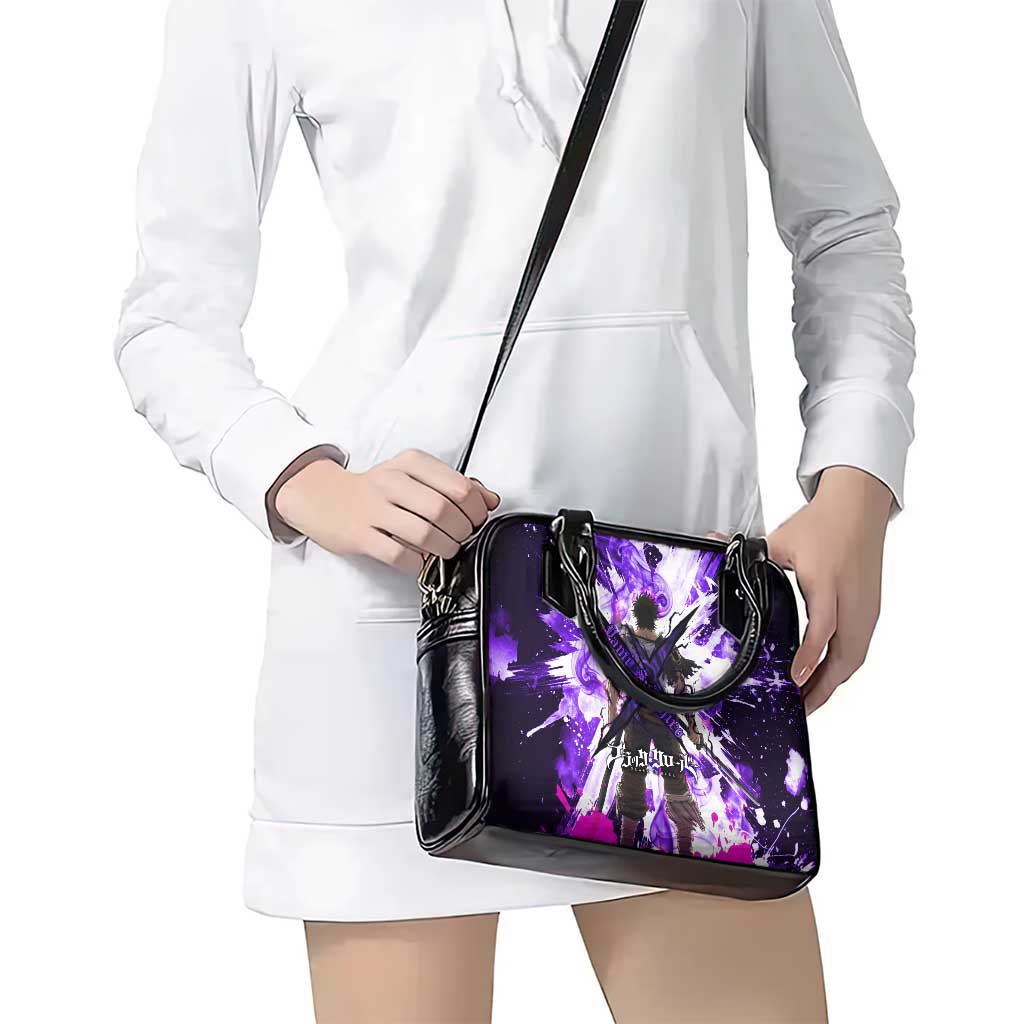 Yami Sukehiro Black Clover Shoulder Handbag Dark Magic Anime Style with Purple Smoke and Bull Emblem