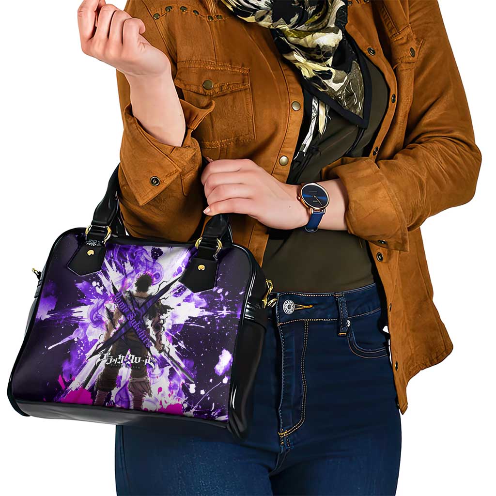 Yami Sukehiro Black Clover Shoulder Handbag Dark Magic Anime Style with Purple Smoke and Bull Emblem