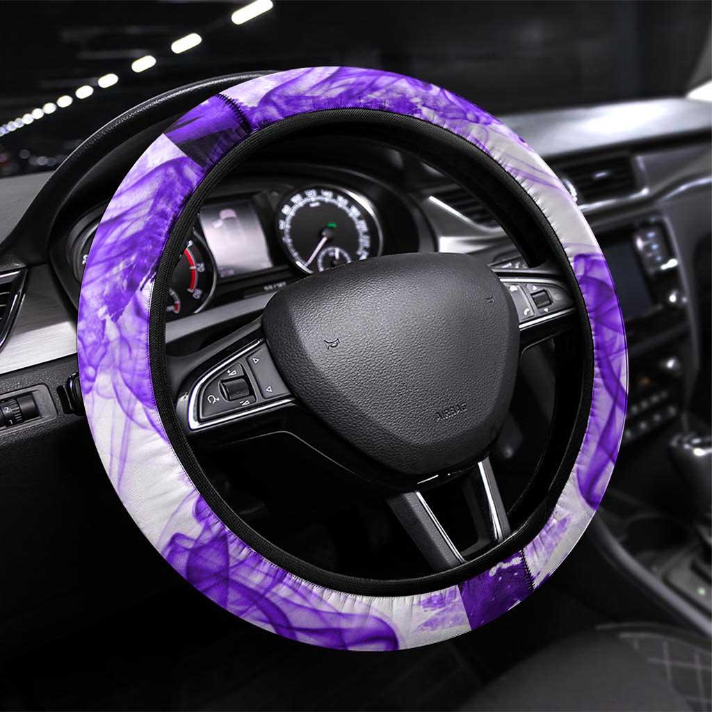 Yami Sukehiro Black Clover Steering Wheel Cover Dark Magic Anime Style with Purple Smoke and Bull Emblem
