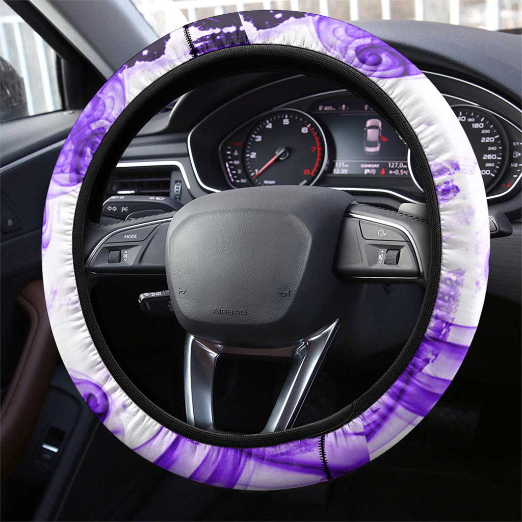 Yami Sukehiro Black Clover Steering Wheel Cover Dark Magic Anime Style with Purple Smoke and Bull Emblem