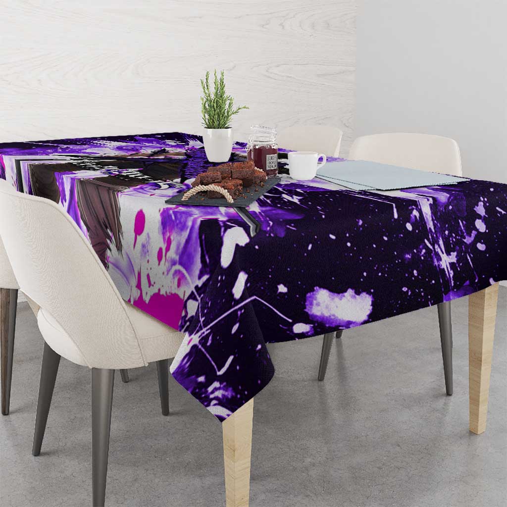 Yami Sukehiro Black Clover Tablecloth Dark Magic Anime Style with Purple Smoke and Bull Emblem
