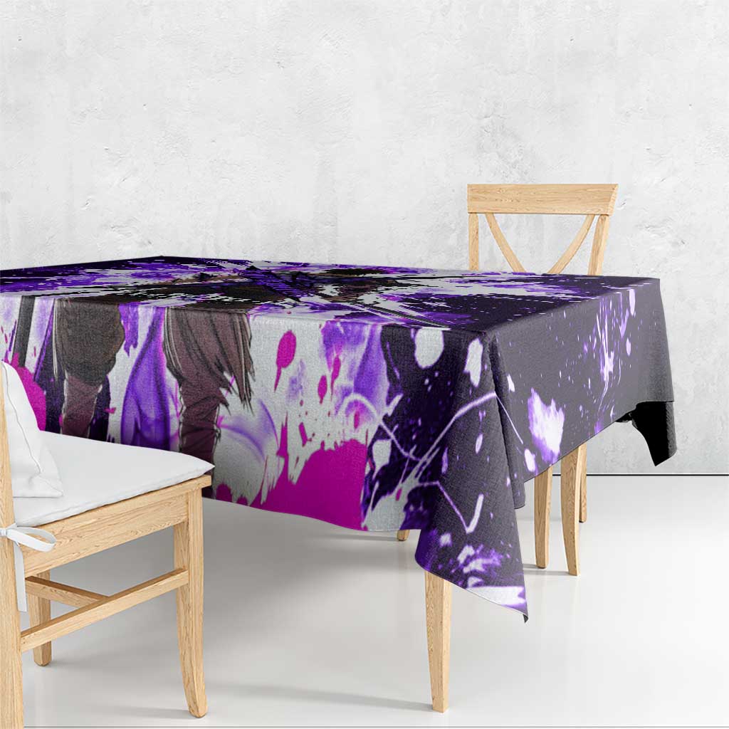 Yami Sukehiro Black Clover Tablecloth Dark Magic Anime Style with Purple Smoke and Bull Emblem