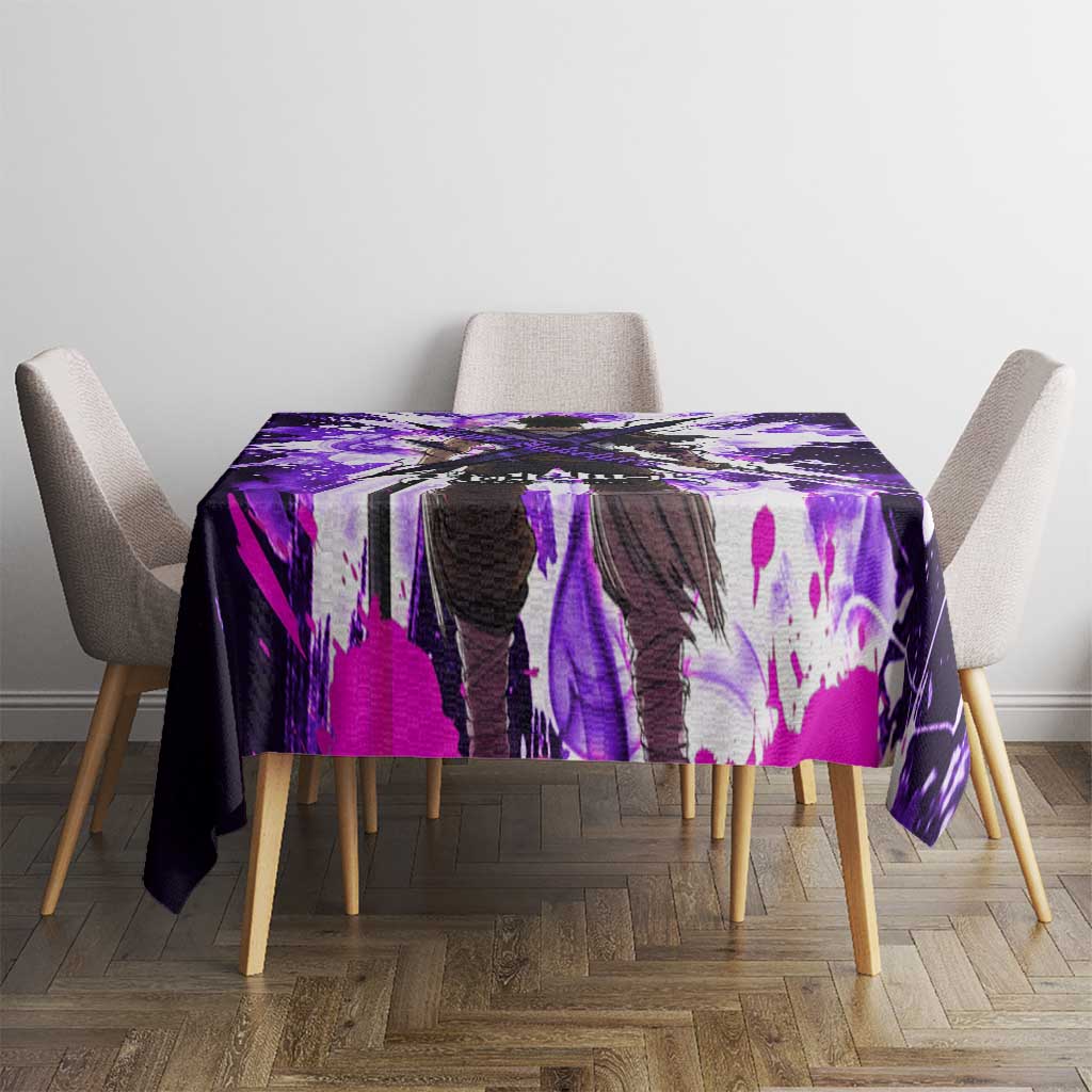 Yami Sukehiro Black Clover Tablecloth Dark Magic Anime Style with Purple Smoke and Bull Emblem