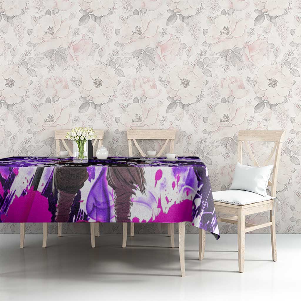 Yami Sukehiro Black Clover Tablecloth Dark Magic Anime Style with Purple Smoke and Bull Emblem