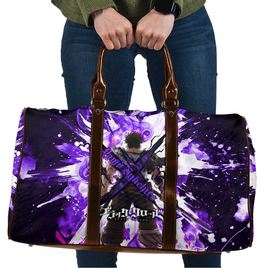 Yami Sukehiro Black Clover Travel Bag Dark Magic Anime Style with Purple Smoke and Bull Emblem