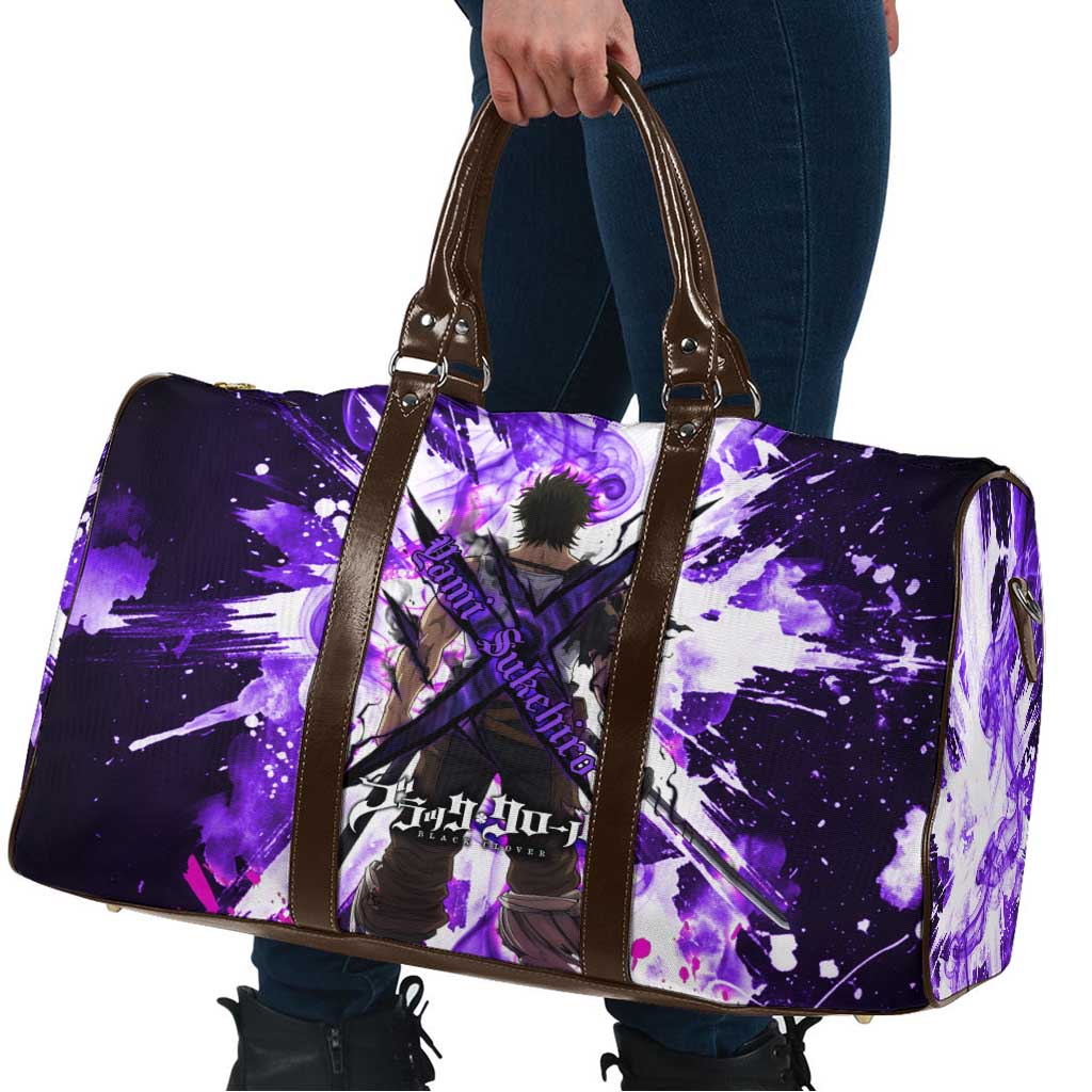Yami Sukehiro Black Clover Travel Bag Dark Magic Anime Style with Purple Smoke and Bull Emblem