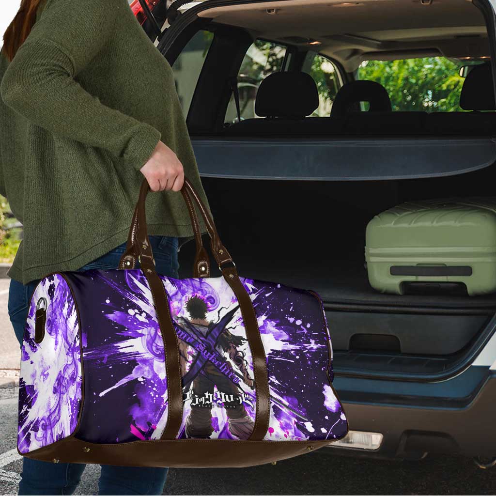 Yami Sukehiro Black Clover Travel Bag Dark Magic Anime Style with Purple Smoke and Bull Emblem