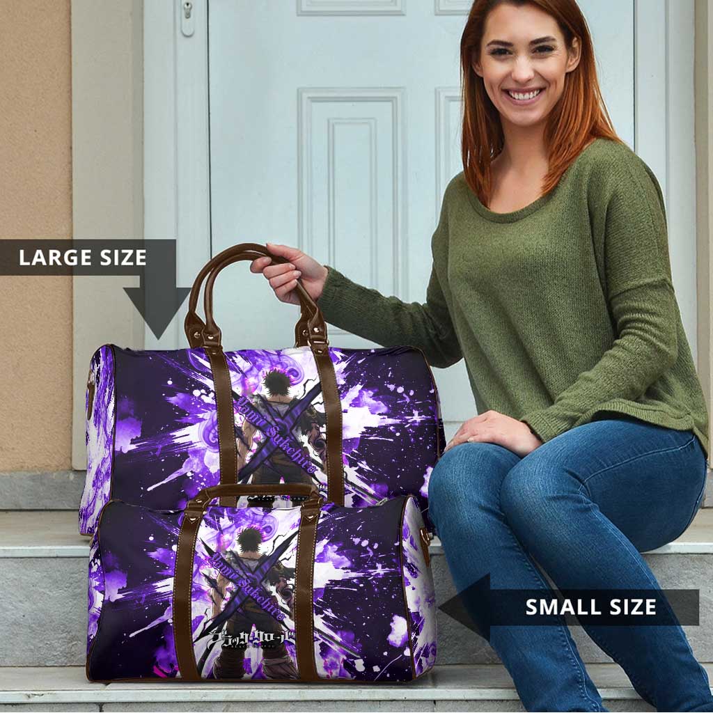 Yami Sukehiro Black Clover Travel Bag Dark Magic Anime Style with Purple Smoke and Bull Emblem