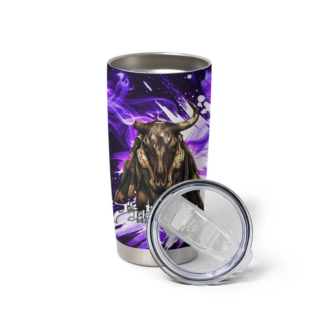 Yami Sukehiro Black Clover Tumbler Cup Dark Magic Anime Style with Purple Smoke and Bull Emblem