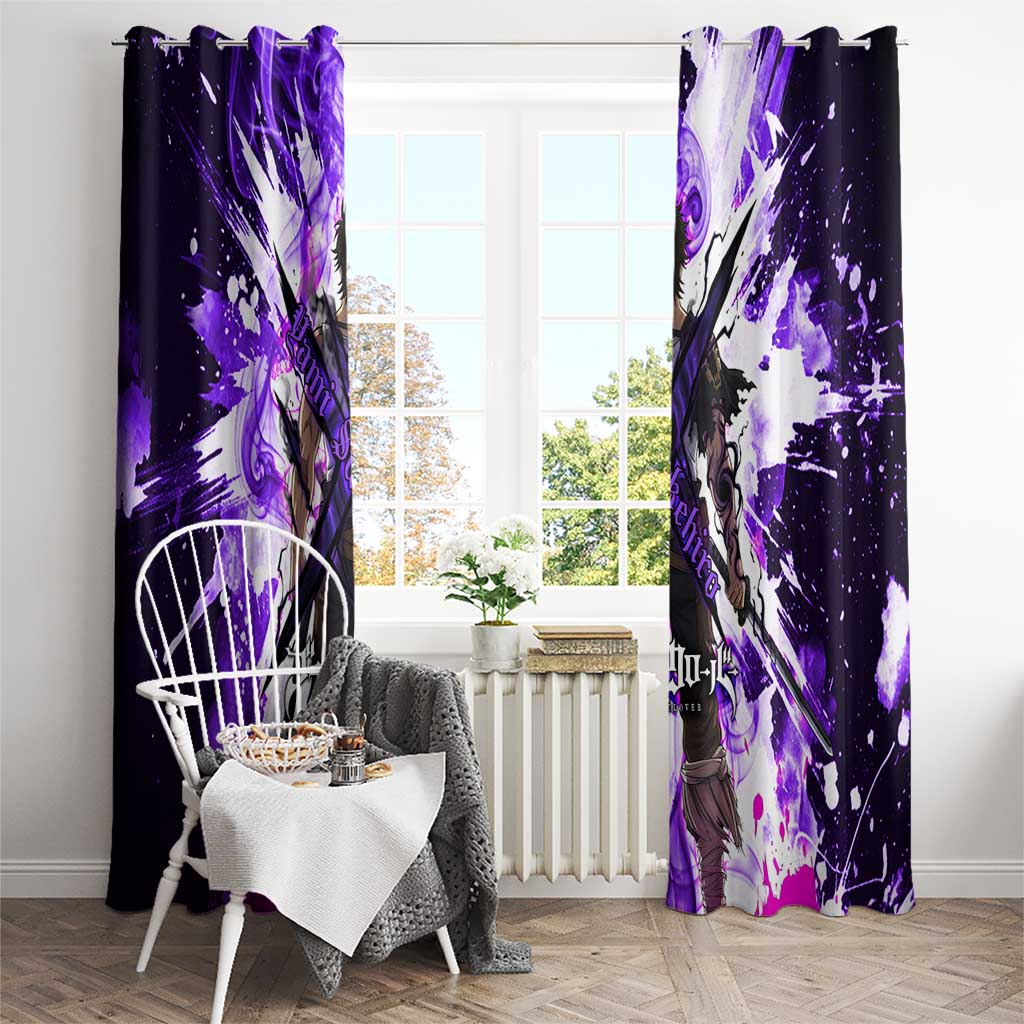 Yami Sukehiro Black Clover Window Curtain Dark Magic Anime Style with Purple Smoke and Bull Emblem