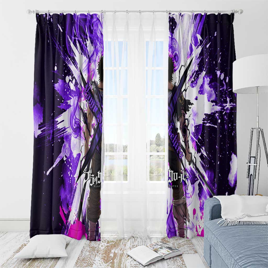 Yami Sukehiro Black Clover Window Curtain Dark Magic Anime Style with Purple Smoke and Bull Emblem