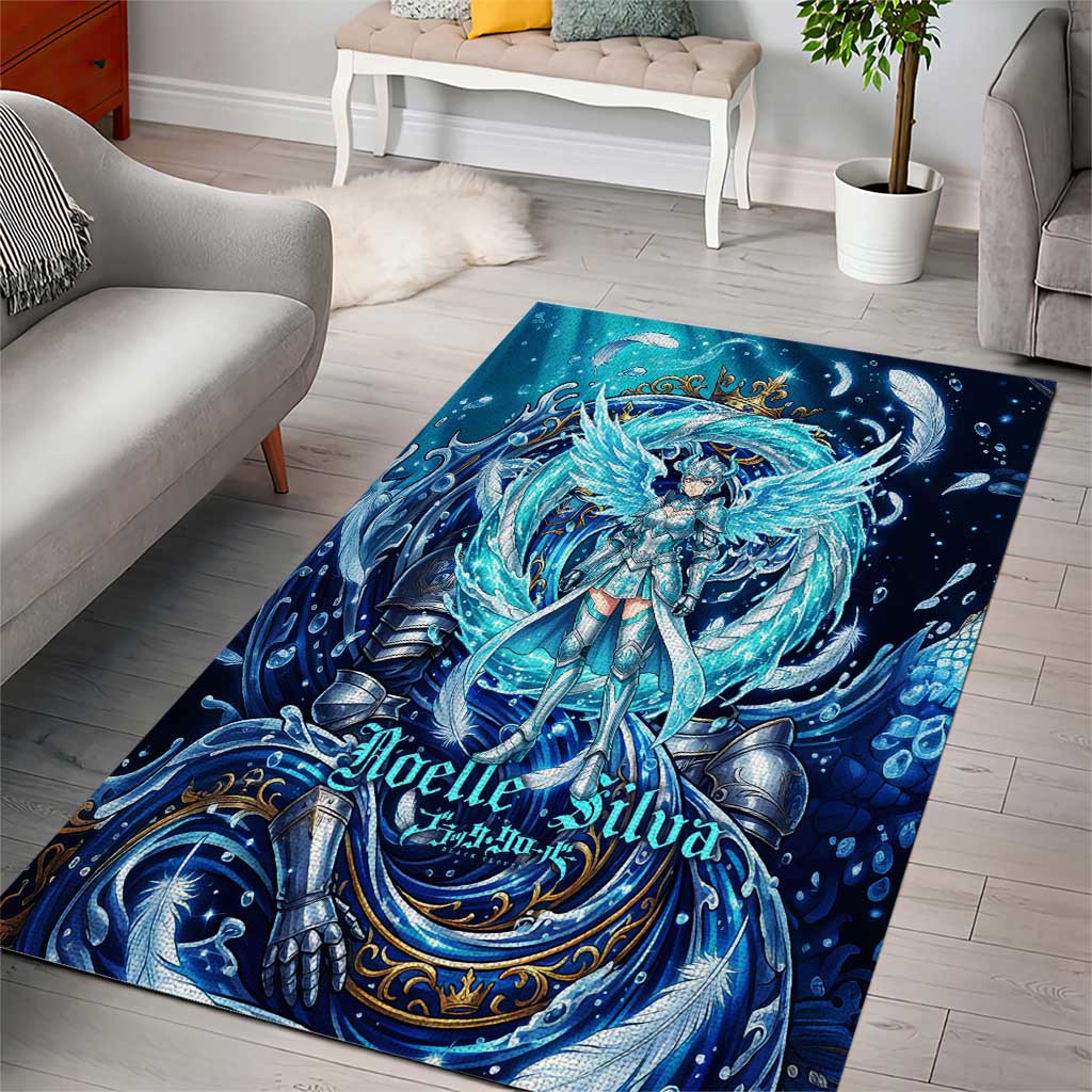 Noelle Silva Black Clover Area Rug Celestial Armor Anime Style with Oceanic Magic Swirls