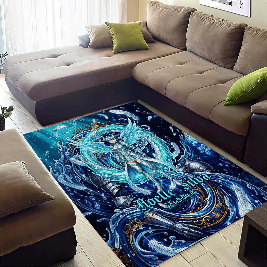 Noelle Silva Black Clover Area Rug Celestial Armor Anime Style with Oceanic Magic Swirls
