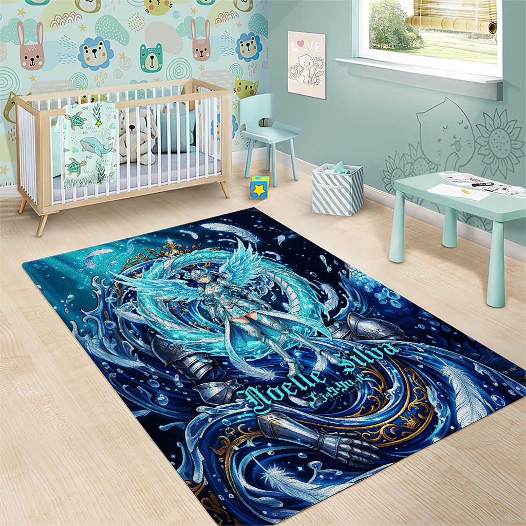 Noelle Silva Black Clover Area Rug Celestial Armor Anime Style with Oceanic Magic Swirls