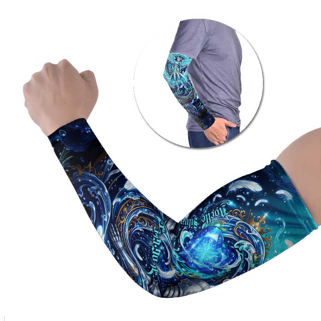 Noelle Silva Black Clover Arm Sleeves Celestial Armor Anime Style with Oceanic Magic Swirls