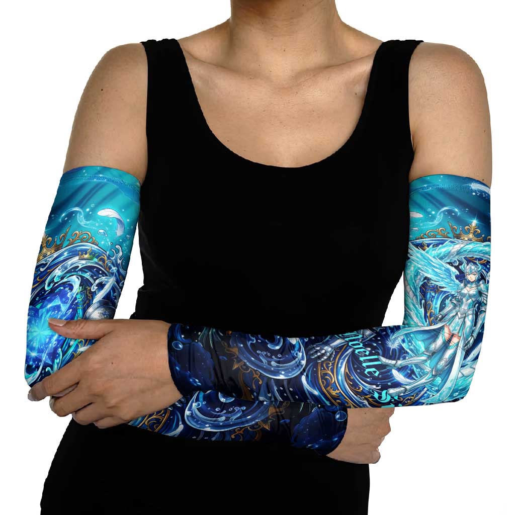 Noelle Silva Black Clover Arm Sleeves Celestial Armor Anime Style with Oceanic Magic Swirls