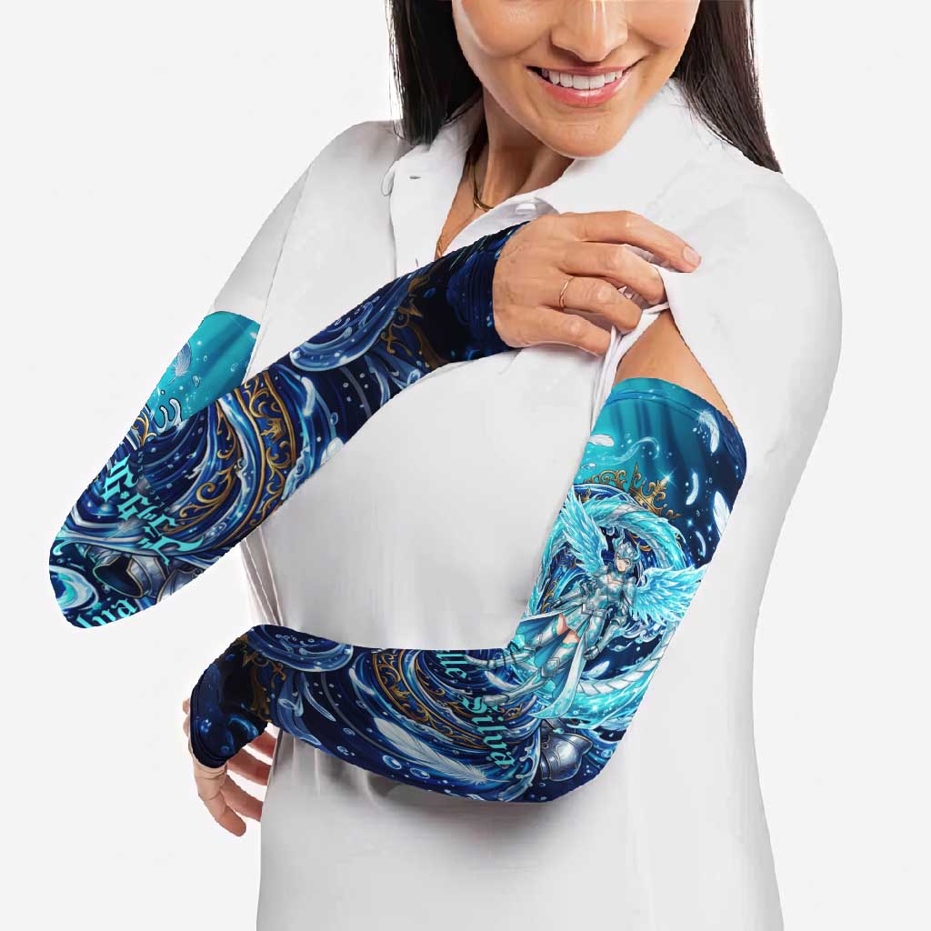 Noelle Silva Black Clover Arm Sleeves Celestial Armor Anime Style with Oceanic Magic Swirls