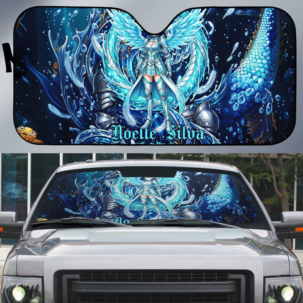 Noelle Silva Black Clover Auto Sun Shade Celestial Armor Anime Style with Oceanic Magic Swirls