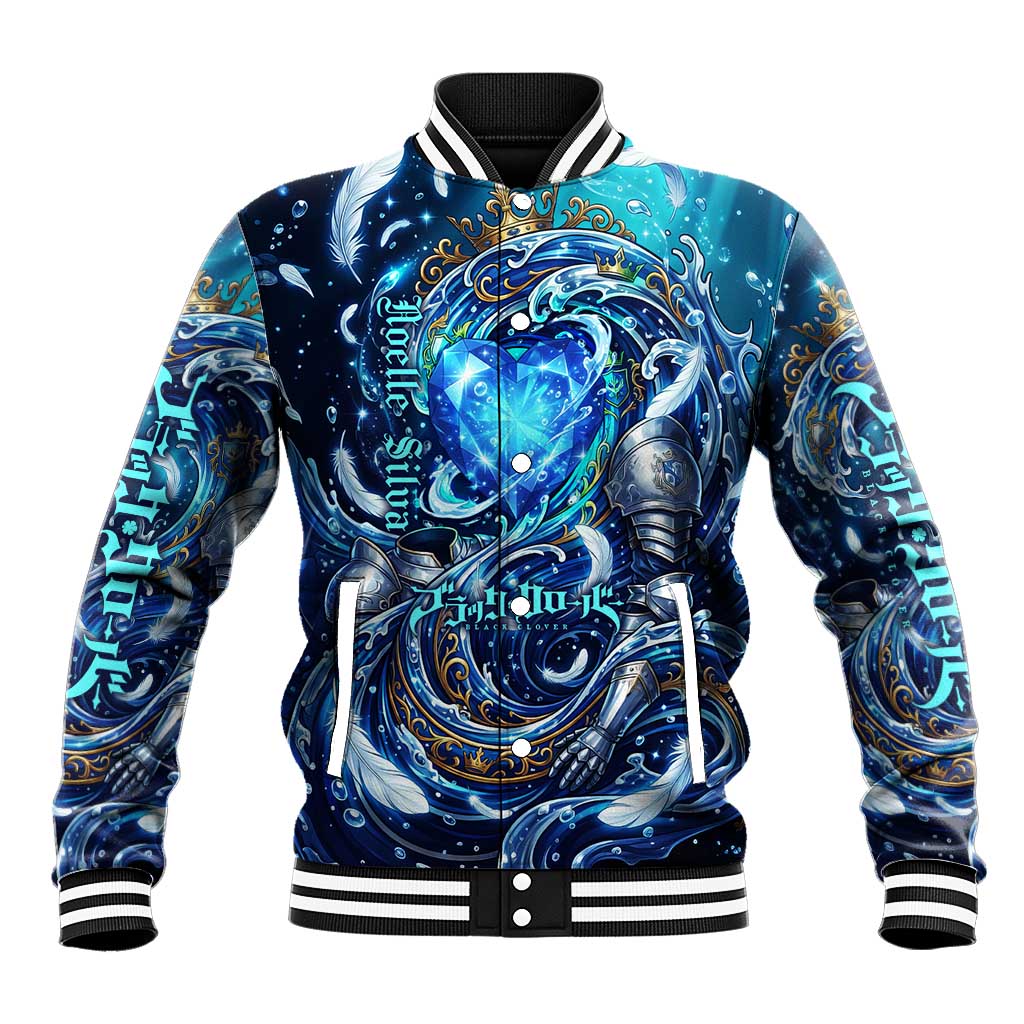 Noelle Silva Black Clover Baseball Jacket Celestial Armor Anime Style with Oceanic Magic Swirls