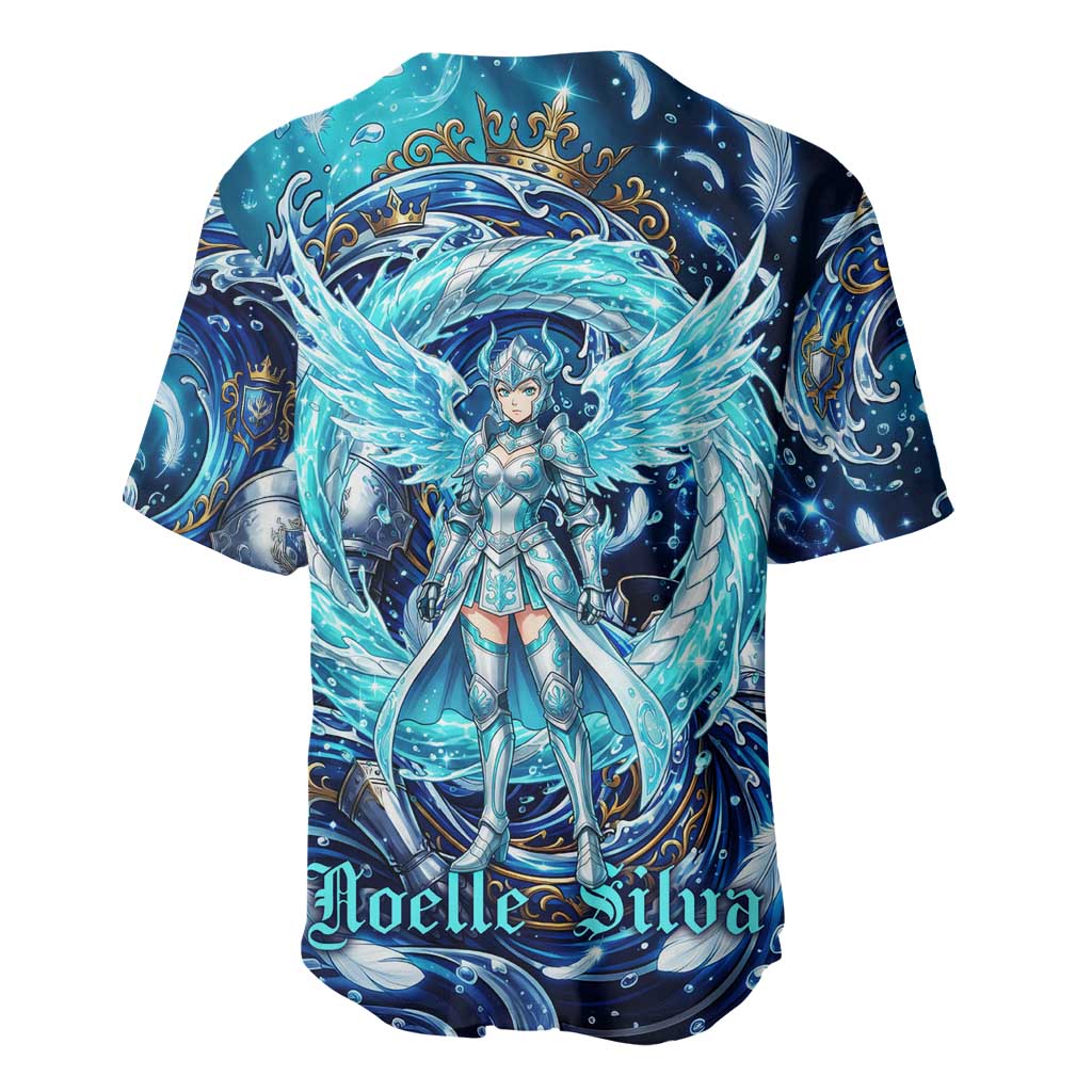 Noelle Silva Black Clover Baseball Jersey Celestial Armor Anime Style with Oceanic Magic Swirls