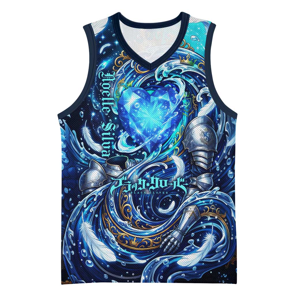 Noelle Silva Black Clover Basketball Jersey Celestial Armor Anime Style with Oceanic Magic Swirls