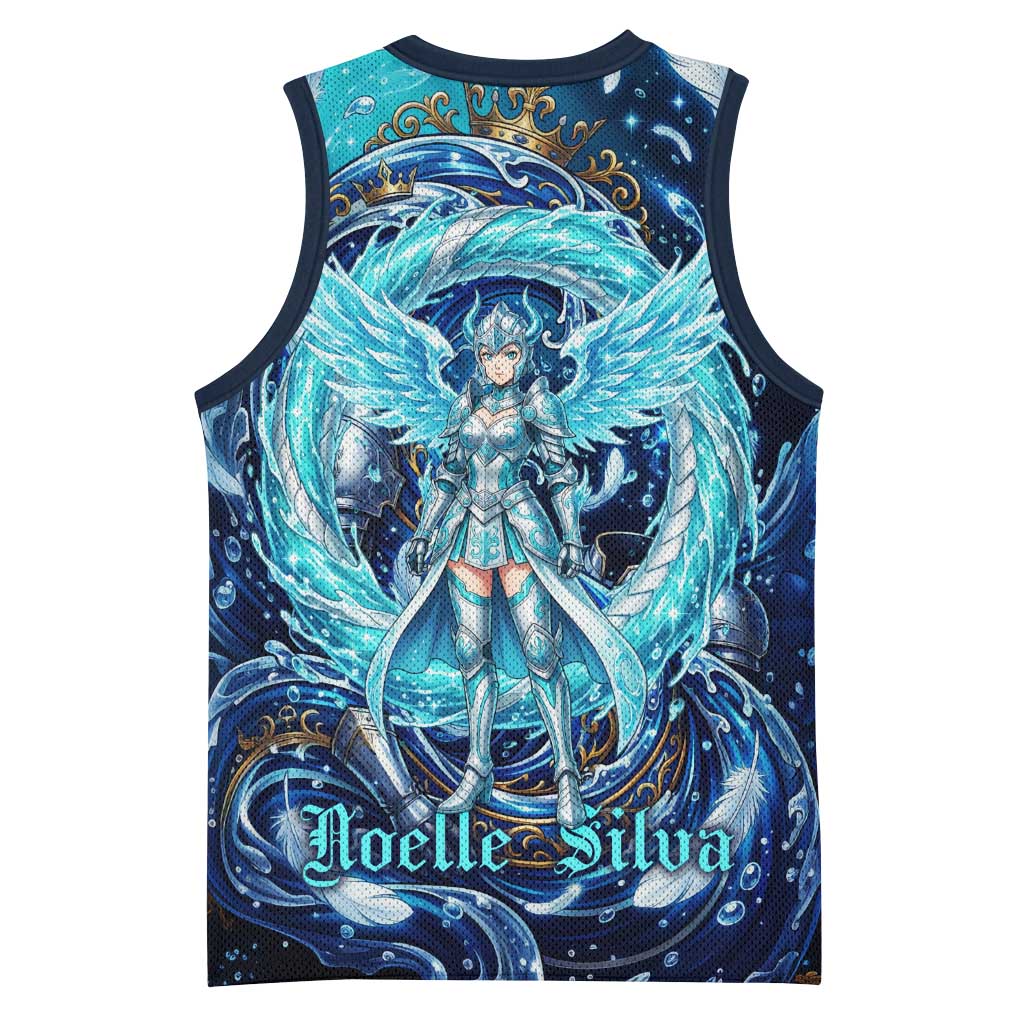 Noelle Silva Black Clover Basketball Jersey Celestial Armor Anime Style with Oceanic Magic Swirls